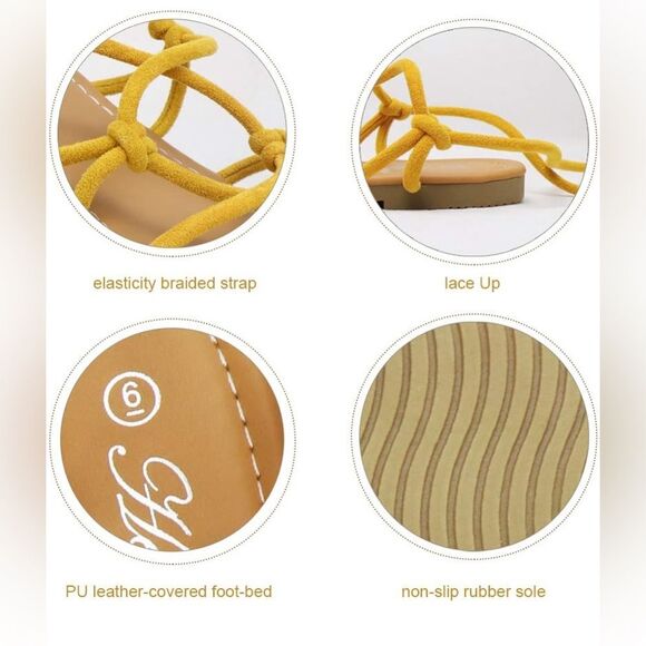 Women's Open Toe Lace Up Gladiator FlatSlip on Roman Sandals 7.5 NWT - Picture 4 of 10